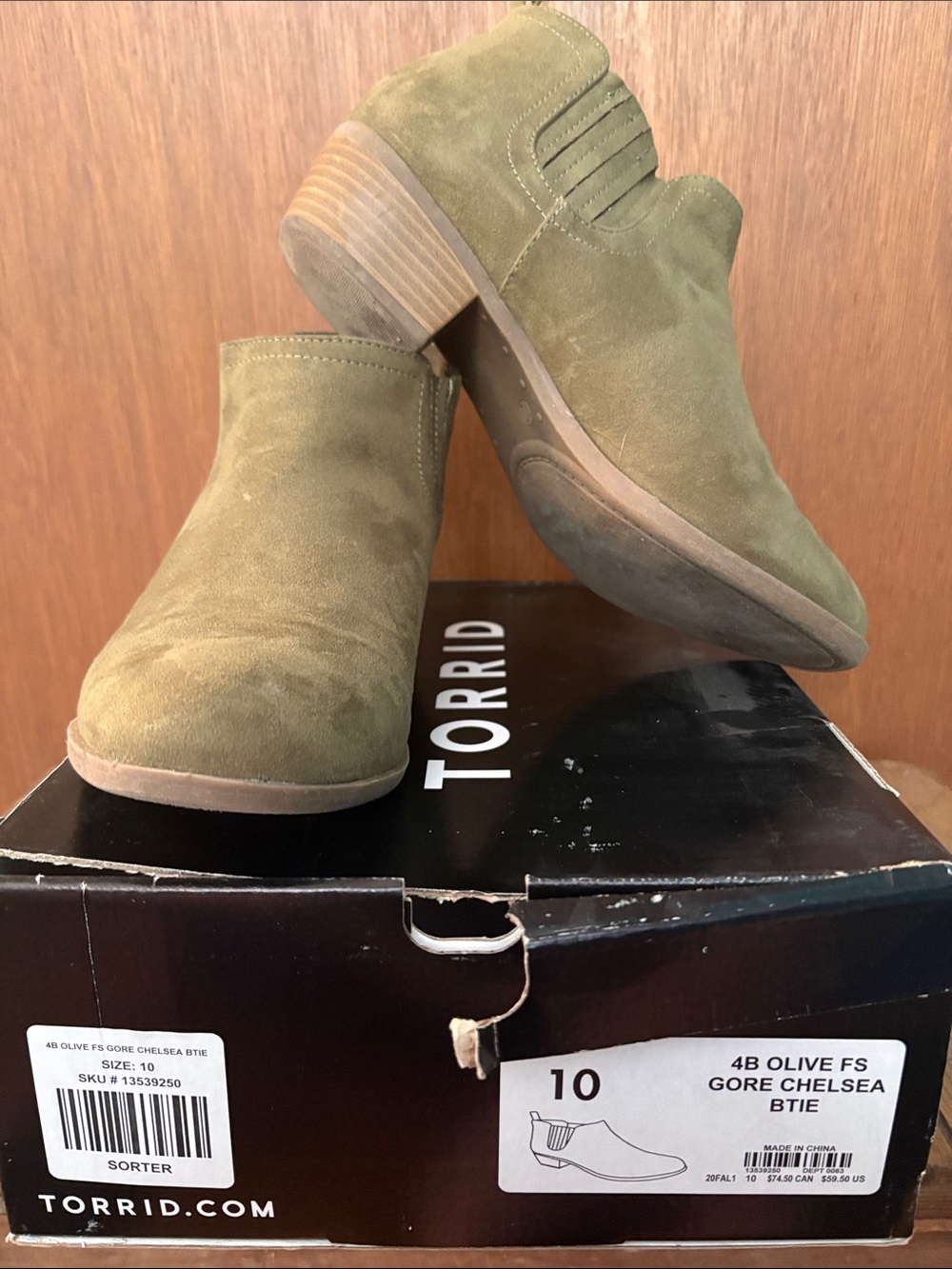torrid Olive Green Suede Chelsea Booties